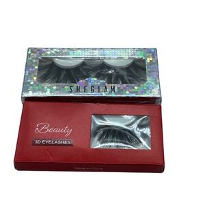Sheglam False Eyelashes and Beauty 3D Eyelashes Set 2 Pairs Black Voluminous New